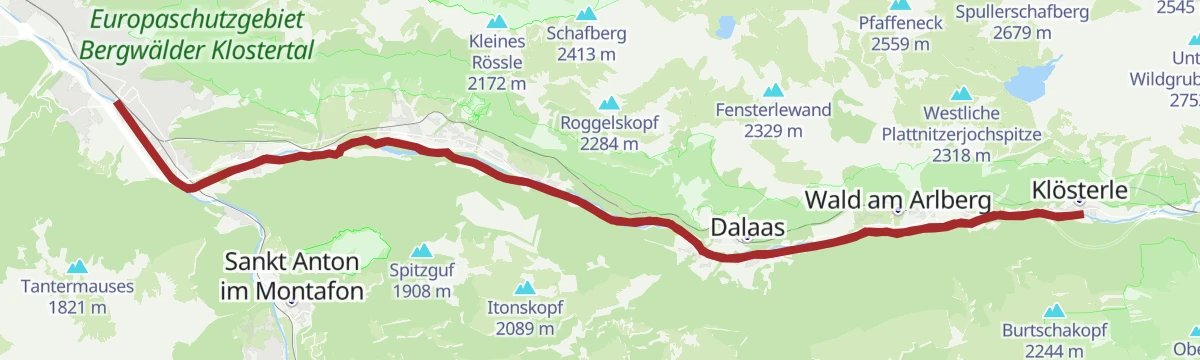 Route map: Klostertal Radweg
